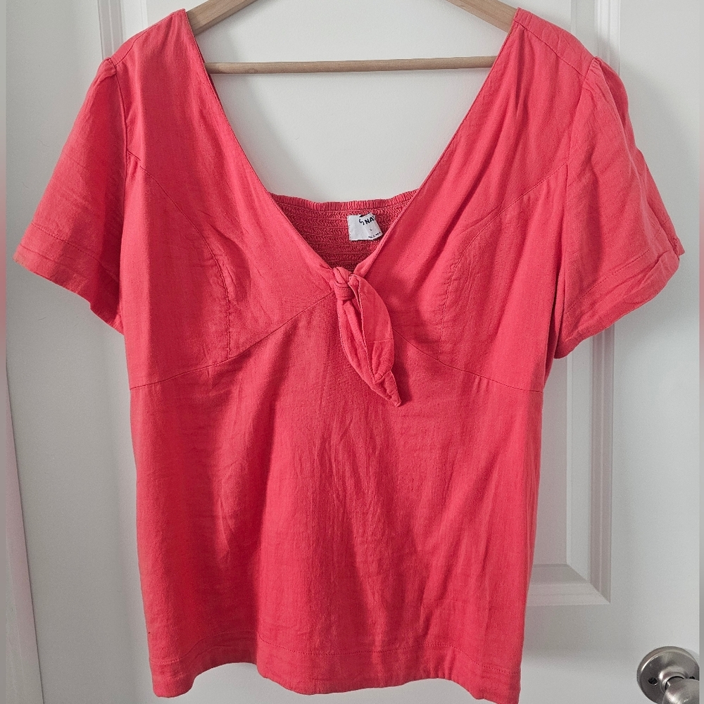 Women's Knot Front Blouse, Size Large